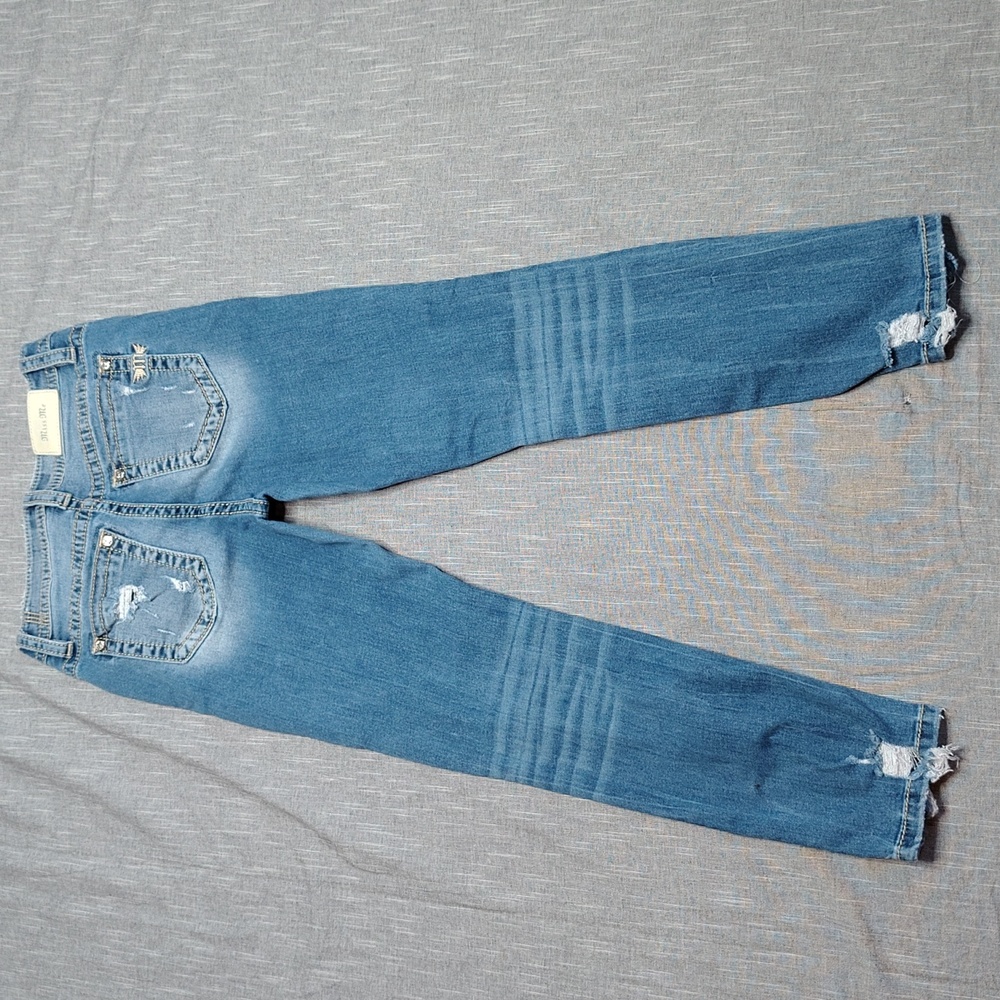 Miss Me Jeans Womens Size 27 Blue Heaven Mid Rise Straight Ankle Ripped